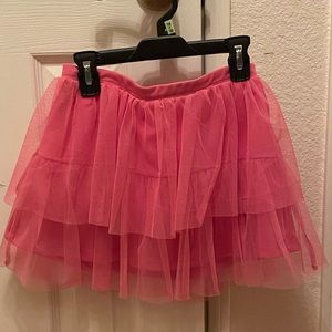 Basic Editions Pink Layered Net Skirt